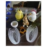 Lot if misc. Glass. Gorham rabbit, hen on nest,
