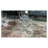 Etched Drinking Glass and Pitcher Set, 11pc