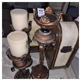Decorative vintage-style trunks candle holders