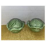 Vintage green cabbage salt and pepper shaker