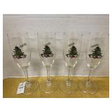 4 Spode?  Christmas Tree wine glasses