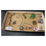 Lot of Costume Jewelry, Brooches, Earrings, and