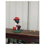 Cast concrete fishing statue 14" tall