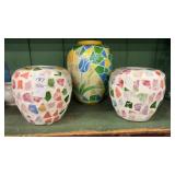 3 Plaster vases- Mosaic