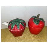 Vintage strawberry lidded dish with spoon  &