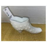 Fenton ? - white milk glass hobnail shoe slipper