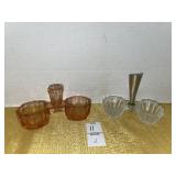 Vintage depression glass open salt cellar & clear