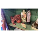 Asian Foo Dog figurine, ceramic jar, Geisha Girl