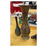 2 Vintage Metal Vases