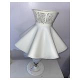 Vintage milk glass  lamp with plastic shade
