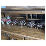 Cast-iron beer wagon, and eight Clydesdale horses