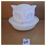 vintage milk glass owl dish,