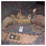 Native American style beaded leather pipe bag or