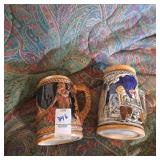 Vintage German-style ceramic beer steins