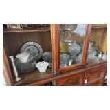 Lot of Etched Glass Dishes, Salt and Pepper