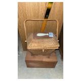 Vintage Small Basket and Wooden Storage Box