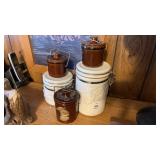 5 Canisters, Stoneware and Ceramic