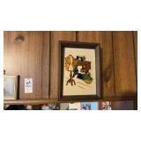 Vintage Crewel Embroidered Wall Art with Charlie