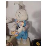Stuffed poseable blue easter bunny