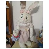 Stuffed poseable pink easter bunny