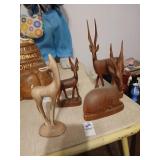 Wooden and MCM Roselane pottery deer lot