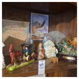 Ceramic church,stage coach bank  other assorted