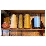 2 Shelves of Thread and Sewing Materials