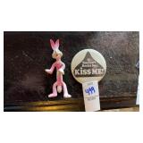 Kiss Me Pin and Rubber Rabbit Figurine