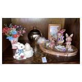 Lenox poppies on blue bunny votive, vase, Easter