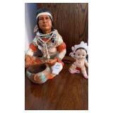 Vtg  signed "Squaw and Papoose" sculpture &