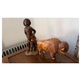 Huck Finn Figurine 13 ï¿½  & ceramic Buffalo