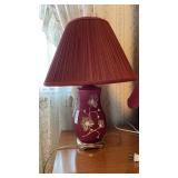 2 Vintage Maroon Table Lamps