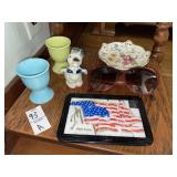 Vintage dishes, duck figurine & variety