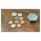 Pillbox W Wheat Pennies Great Luster