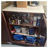 Wooden 3 shelf cabinet 27x24x40, contents not