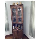Vintage oak cupboard with leaded glass 24.5 x 75