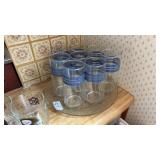 Blue Stripe Glasses Set