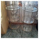 Vintage three-tier glass and brass plant stand