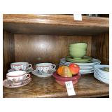 Vintage plastic ware variety, Japan tea cups &