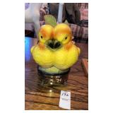 Vintage ceramic love birds planter on stand