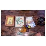 Miniature framed art, bird suncatcher & votive