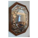Wall mirror faux stained glass or etched glass