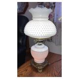 Hobnail Milk glass lamp