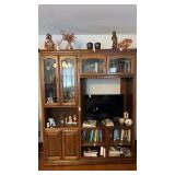 Oak Leaded Glass Cabinet 56 w x 17 d x 75