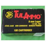 9mm.luger 115 gr. Steel case 100 cartridges