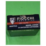 Fiocchi 380 90 gr. Xtph 25 center fire cartridges