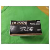 9mm. Luger 115gr. Brass case 50 blazer