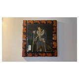Elvis laminated wood picture signed 15 x 14 in