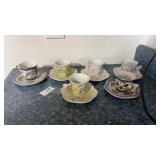 Small Tea Cups & Saucers Butterfly Accents