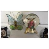 Stained Glass Butterfly Votive & Glitter Globe